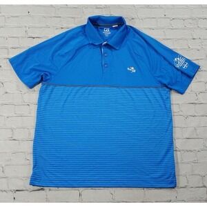 Cutter & Buck CB Polo Shirt Striped Blue DryTec BAY HILL ARNOLD PALMER MENS SZ L